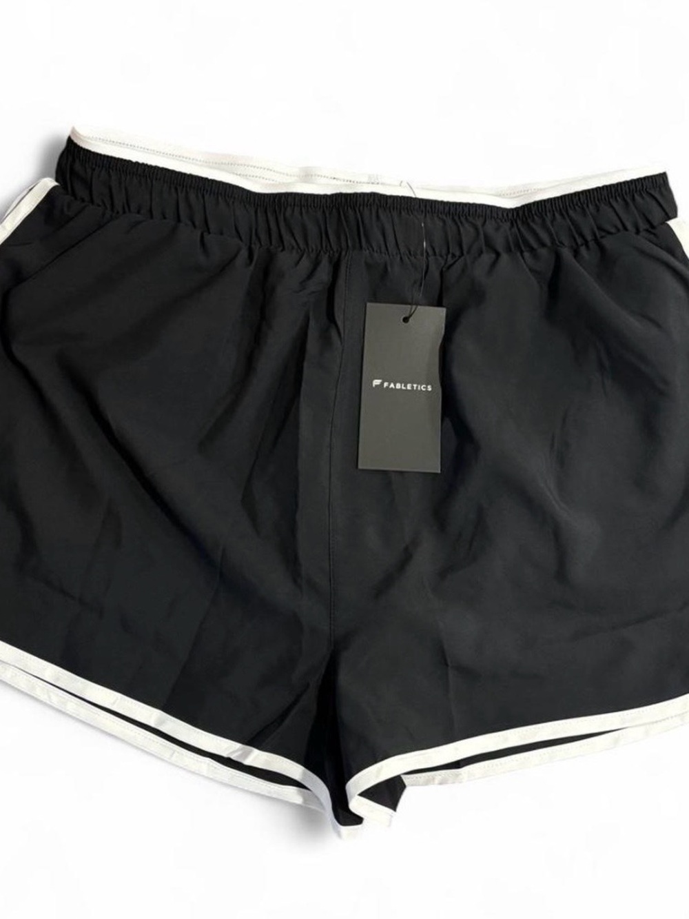 Fabletics Heritage Dolphin Athletic Shorts in Black/Classic White NWT